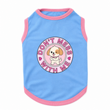 PawsIndia Contrast Ribbed T-shirt For Pets – Don't Mess With Me | With Pink Rib