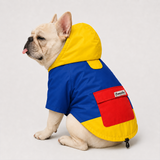 Pawsindia Dog Hooded 360° Raincoat - Navy Blue & Yellow