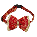 Pawsindia Traditional Royal Brocade Bow Tie - Red