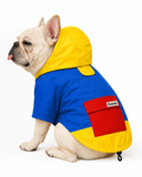 Pawsindia Dog Hooded 360° Raincoat - Navy Blue & Yellow