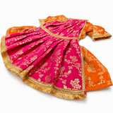 PawsIndia Traditional Heavy Brocade Zari Saree for Cats – Orange & Pink