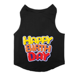 PawsIndia Sleeveless Printed Cat T-Shirt - Happy Birthday