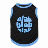 PawsIndia Contrast Ribbed T-shirt For Pets – Blah Blah Blah | With Blue Rib