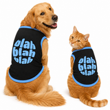 PawsIndia Contrast Ribbed T-shirt For Pets – Blah Blah Blah | With Blue Rib