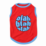 PawsIndia Contrast Ribbed T-shirt For Pets – Blah Blah Blah | With Blue Rib