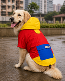Pawsindia Dog Hooded 360° Raincoat - Red & Yellow
