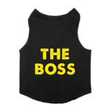 PawsIndia Sleeveless Printed Dog T-Shirt - The Boss