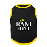 PawsIndia Ribbed Sleeves Printed Dog T-Shirt - Rani Beti