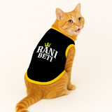 PawsIndia Ribbed Sleeves Printed Cat T-Shirt - Rani Beti
