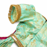 PawsIndia Traditional Heavy Brocade Zari Saree for Dogs – Ice Blue & Pink