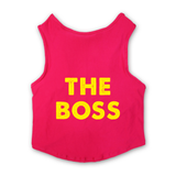 PawsIndia Sleeveless Printed Dog T-Shirt - The Boss