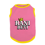 PawsIndia Ribbed Sleeves Printed Dog T-Shirt - Rani Beti