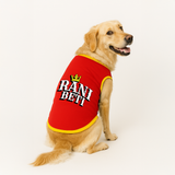 PawsIndia Ribbed Sleeves Printed Dog T-Shirt - Rani Beti