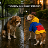 Pawsindia Dog Hooded 360° Raincoat - Navy Blue & Yellow