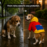 Pawsindia Dog Hooded 360° Raincoat - Red & Yellow