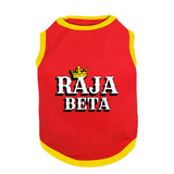PawsIndia Ribbed Sleeves Printed Dog T-Shirt - Raja Beta