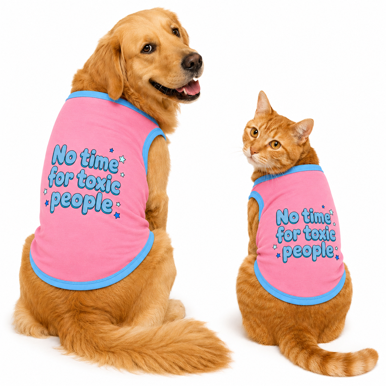 PawsIndia Contrast Ribbed T-shirt For Pets – No Time For Toxic People | With Blue  Rib