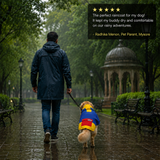 Pawsindia Dog Hooded 360° Raincoat - Navy Blue & Yellow