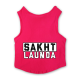 PawsIndia Sleeveless Printed Dog T-Shirt - Sakht Launda
