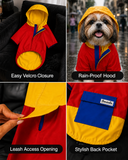 Pawsindia Dog Hooded 360° Raincoat - Red & Yellow