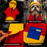 Pawsindia Dog Hooded 360° Raincoat - Red & Yellow
