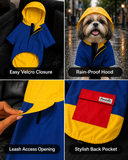 Pawsindia Dog Hooded 360° Raincoat - Navy Blue & Yellow