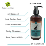 Naturelix ACTIVE COAT Dog Shampoo-Itchy Skin and Smooth Coat Dog Shampoo 300 ML