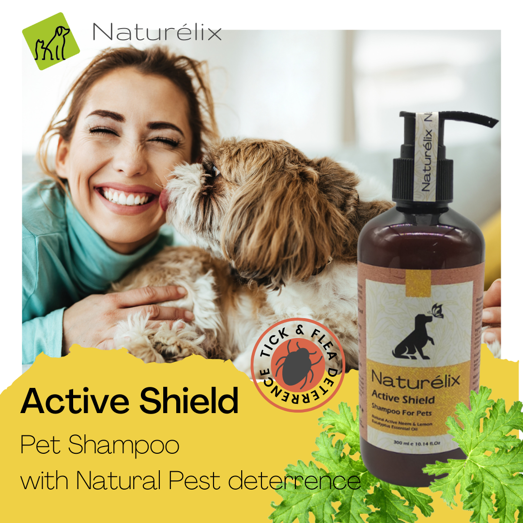 Naturelix ACTIVE SHIELD Dog Shampoo- Tick & Flea Repellent Moisturising Shampoo 300 ML