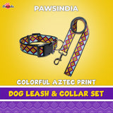 Pawsindia Aztec Printed Nylon Collar & Leash set for Dogs - Large/ X-Large