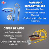 Pawsindia Blue Reflective Collar, Leash and Customized Name Tag Combo