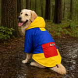Pawsindia Dog Hooded 360° Raincoat - Navy Blue & Yellow