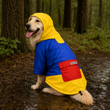 Pawsindia Dog Hooded 360° Raincoat - Navy Blue & Yellow