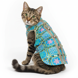 Pawsindia Traditional Nawabi Sky Blue Embroidered Kurta for Cats | Ethnic Festive Wear