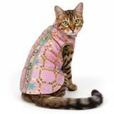 Pawsindia Traditional Nawabi Pink Embroidered Kurta for Cats | Ethnic Festive Wear