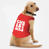 PawsIndia Sleeveless Printed Dog & Cat Christmas T-Shirt - Christmas Pattern