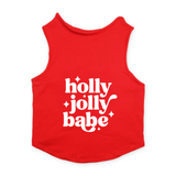 PawsIndia Sleeveless Printed Dog & Cat Christmas T-Shirt - Holly Jolly Babe