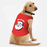 PawsIndia Sleeveless Printed Dog & Cat Christmas T-Shirt - HO HO HO