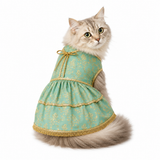 PawsIndia Traditional Royal Zari Dress For Cats - Ice Blue