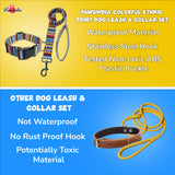 Pawsindia Ethnic Printed Nylon Collar & Leash set for Dogs - Large/ X-Large