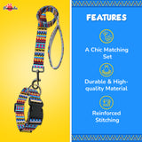 Pawsindia Ethnic Printed Nylon Collar & Leash set for Dogs - Large/ X-Large