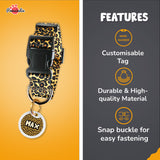 Pawsindia Cheetah Collar and Customized Name Tag Combo