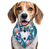 PawsIndia Flamingo Pattern Tuxedo Bandana With Black Bow For Dogs