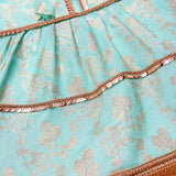 PawsIndia Traditional Royal Zari Dress For Cats - Ice Blue
