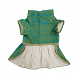 Pawsindia Traditional Royal Brocade Dress for Cats - Aqua Green | Ethnic Festive Wear