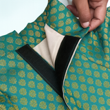 Pawsindia Traditional Royal Brocade Dress for Cats - Aqua Green | Ethnic Festive Wear