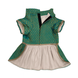 Pawsindia Traditional Royal Brocade Dress for Cats - Aqua Green | Ethnic Festive Wear