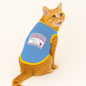 PawsIndia Ribbed Sleeves Printed Cat T-Shirt - Hello I'm Allergic to People