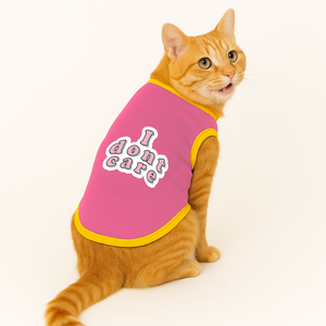 PawsIndia Ribbed Sleeves Printed Cat T-Shirt - I Don't Care