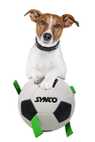 Synco DogBall with Green Holding Loops | Size 3 | Training Ball for Small, Medium Dogs (White-Black)