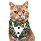 PawsIndia Jungle Pattern Tuxedo Bandana With Matching Bow For Cats